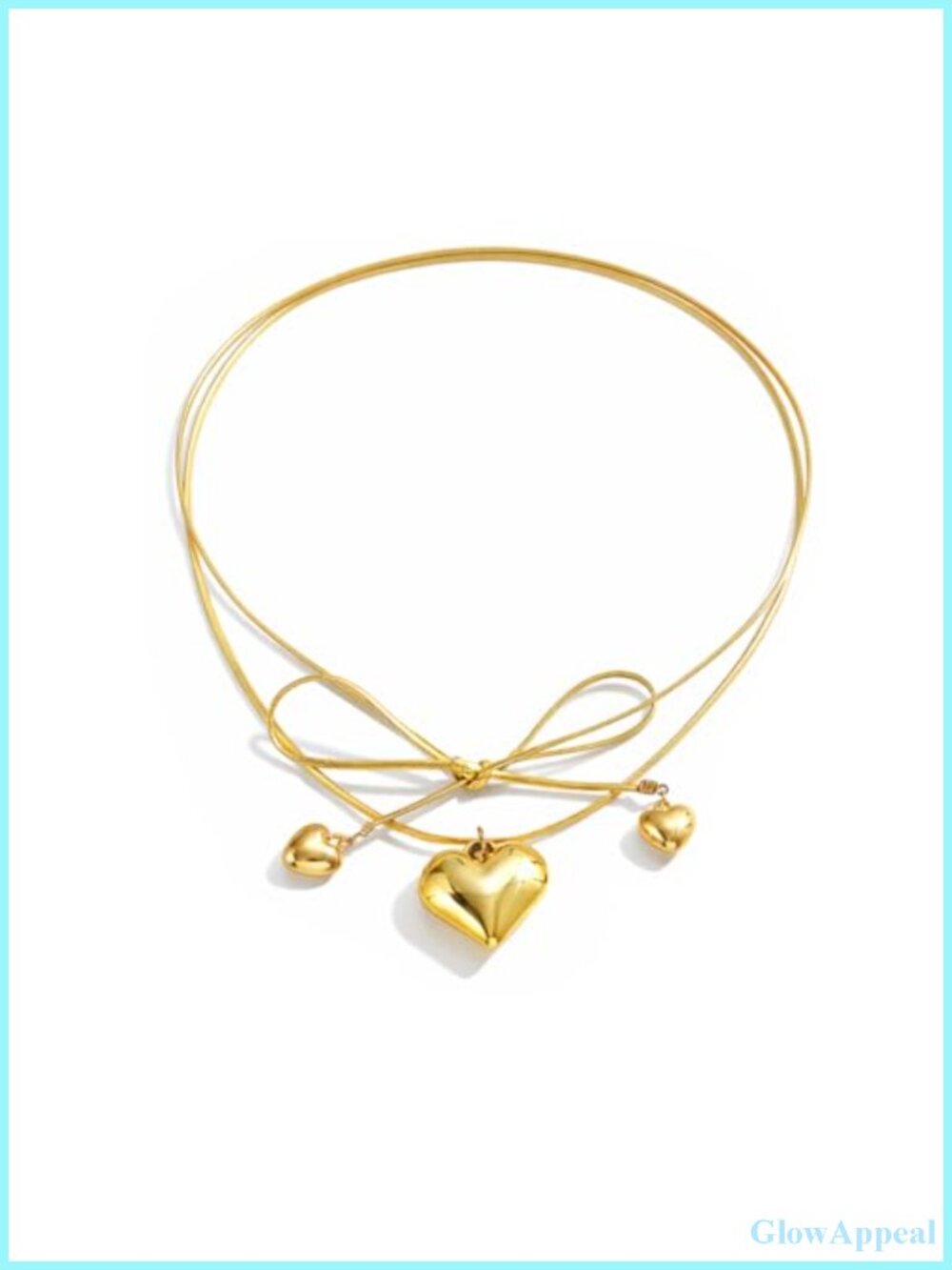 14k Gold Plated Layered Heart Choker Necklace Tie Wrap Women Jewelry